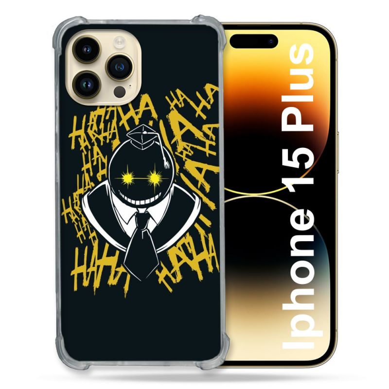 Coque Renforcée En Verre Trempé Pour Iphone 15 Plus (6.7) Manga Assassination Classroom Kuro Noir