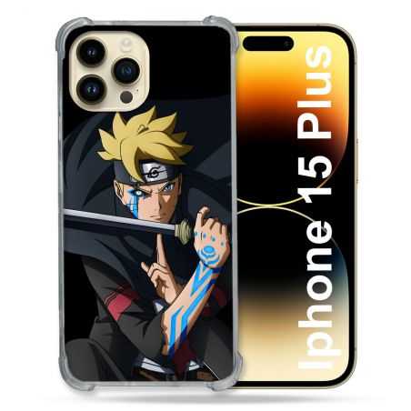 Coque Renforcée En Verre Trempé Pour Iphone 15 Plus (6.7) Manga Boruto Tatouage