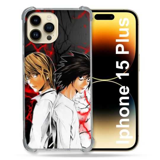 Coque Renforcée En Verre Trempé Pour Iphone 15 Plus (6.7) Manga Death Note Duo