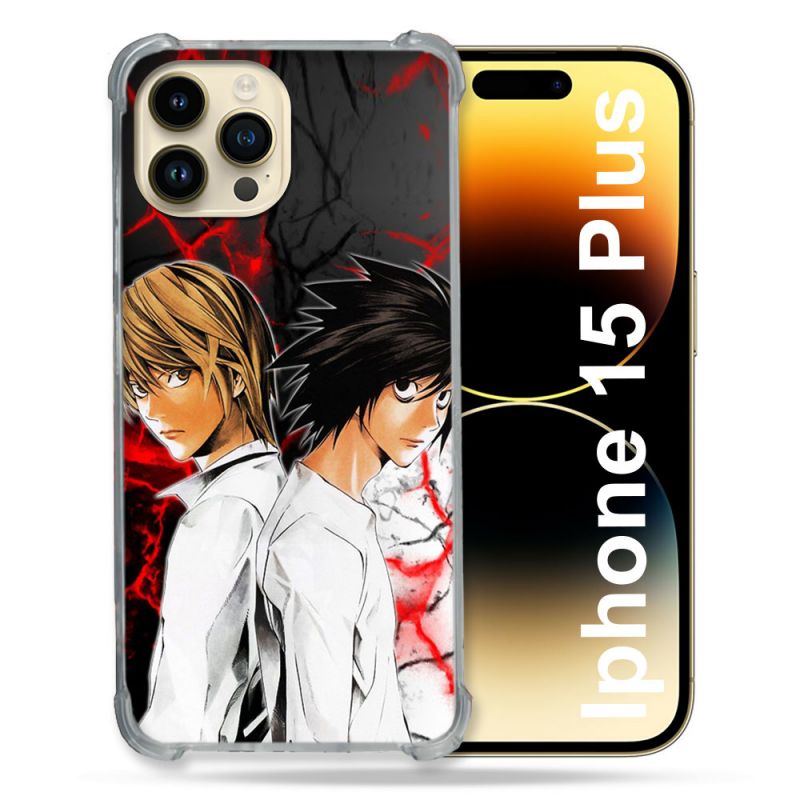 Coque Renforcée En Verre Trempé Pour Iphone 15 Plus (6.7) Manga Death Note Duo