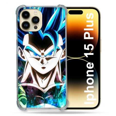 Coque Renforcée En Verre Trempé Pour Iphone 15 Plus (6.7) Manga Dragon Ball Gogeta Visage
