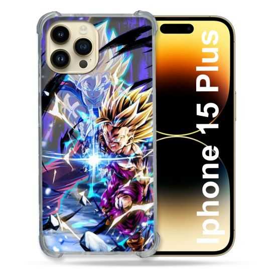 Coque Renforcée En Verre Trempé Pour Iphone 15 Plus (6.7) Manga Dragon Ball Sangohan Duo