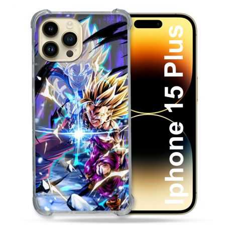 Coque Renforcée En Verre Trempé Pour Iphone 15 Plus (6.7) Manga Dragon Ball Sangohan Duo