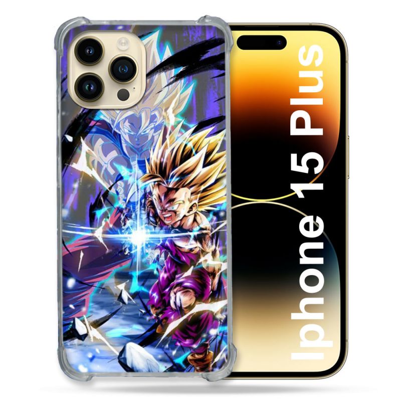 Coque Renforcée En Verre Trempé Pour Iphone 15 Plus (6.7) Manga Dragon Ball Sangohan Duo