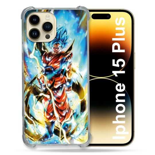 Coque Renforcée En Verre Trempé Pour Iphone 15 Plus (6.7) Manga Dragon Ball Sangoku Blanc