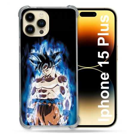 Coque Renforcée En Verre Trempé Pour Iphone 15 Plus (6.7) Manga Dragon Ball Sangoku Noir
