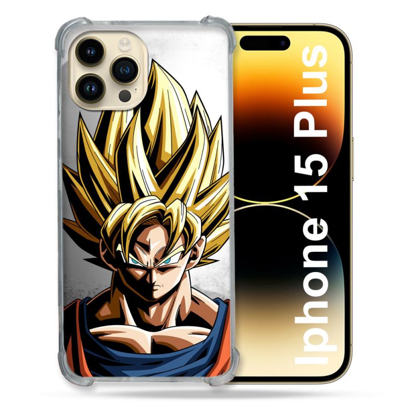 Coque Renforcée En Verre Trempé Pour Iphone 15 Plus (6.7) Manga Dragon Ball Sangoku Portrait