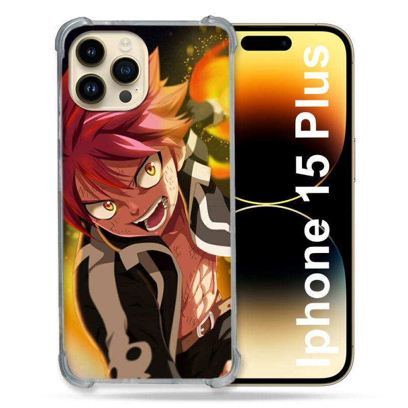 Coque Renforcée En Verre Trempé Pour Iphone 15 Plus (6.7) Manga Fairy Tail Natsu