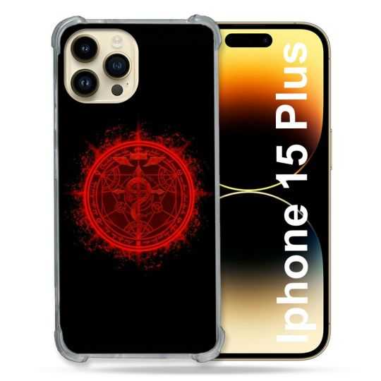 Coque Renforcée En Verre Trempé Pour Iphone 15 Plus (6.7) Manga Fullmetal Alchemist Logo