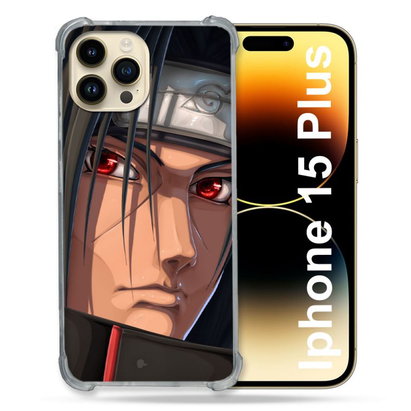 Coque Renforcée En Verre Trempé Pour Iphone 15 Plus (6.7) Manga Naruto Itachi Visage