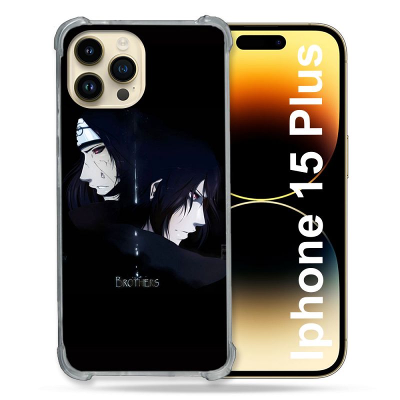 Coque Renforcée En Verre Trempé Pour Iphone 15 Plus (6.7) Manga Naruto Sasuke Itachi