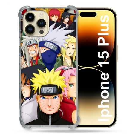 Coque Renforcée En Verre Trempé Pour Iphone 15 Plus (6.7) Manga Naruto Team