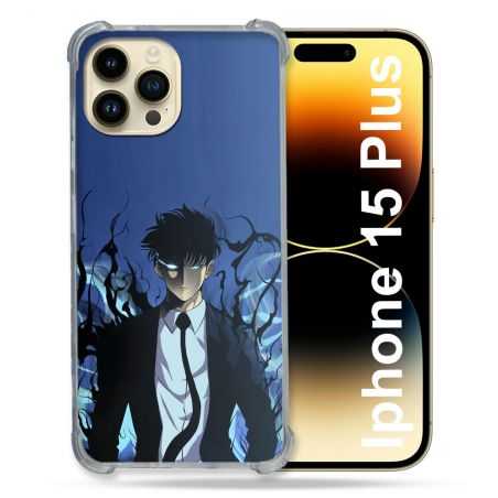 Coque Renforcée En Verre Trempé Pour Iphone 15 Plus (6.7) Manga Solo Leveling Sung Bleu