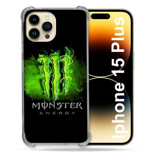 Coque Renforcée En Verre Trempé Pour Iphone 15 Plus (6.7) Monster Energy Vert