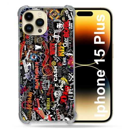 Coque Renforcée En Verre Trempé Pour Iphone 15 Plus (6.7) Musique Rock Groupe