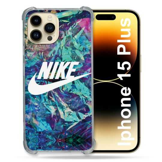 Coque Renforcée En Verre Trempé Pour Iphone 15 Plus (6.7) Nike Turquoise