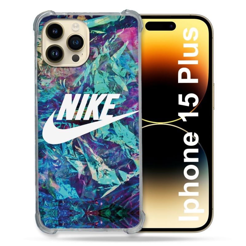 Coque Renforcée En Verre Trempé Pour Iphone 15 Plus (6.7) Nike Turquoise