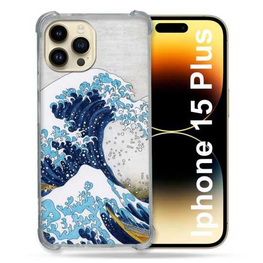 Coque Renforcée En Verre Trempé Pour Iphone 15 Plus (6.7) Peinture La Grande Vague