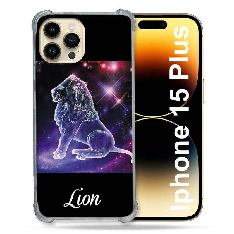 Coque Renforcée En Verre Trempé Pour Iphone 15 Plus (6.7) Signe Zodiaque 2 Lion