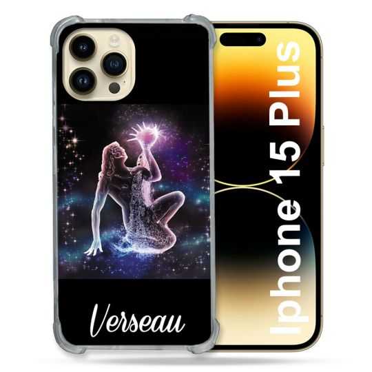 Coque Renforcée En Verre Trempé Pour Iphone 15 Plus (6.7) Signe Zodiaque 2 Verseau