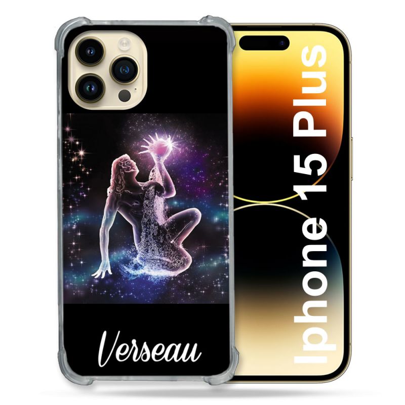 Coque Renforcée En Verre Trempé Pour Iphone 15 Plus (6.7) Signe Zodiaque 2 Verseau