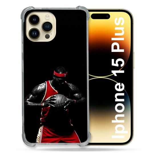 Coque Renforcée En Verre Trempé Pour Iphone 15 Plus (6.7) Sport Basketeur