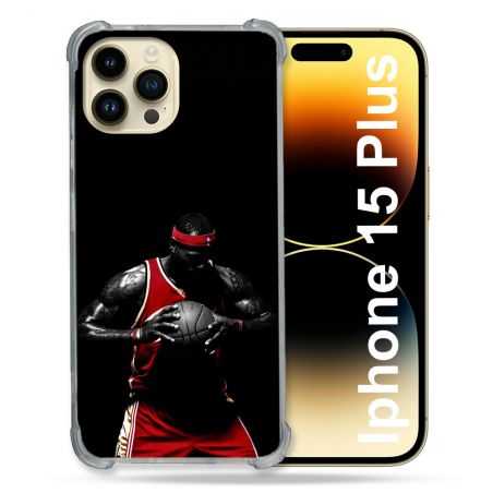 Coque Renforcée En Verre Trempé Pour Iphone 15 Plus (6.7) Sport Basketeur