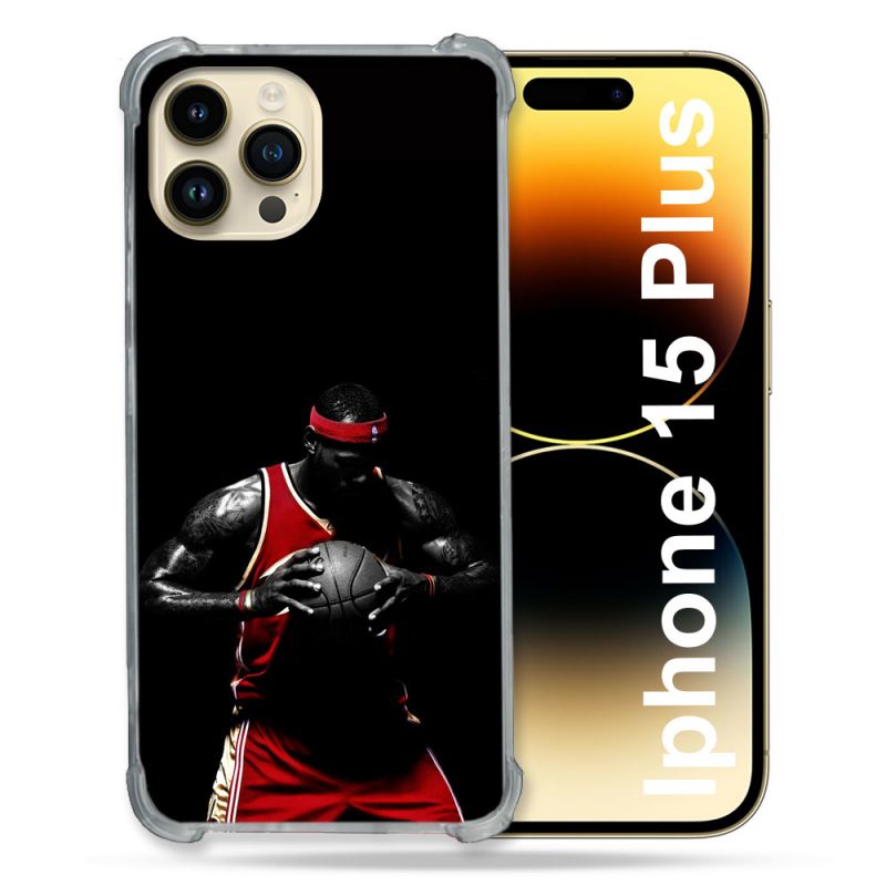 Coque Renforcée En Verre Trempé Pour Iphone 15 Plus (6.7) Sport Basketeur
