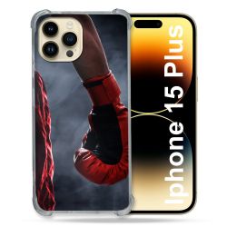 Coque Renforcée En Verre Trempé Pour Iphone 15 Plus (6.7) Sport Boxe Gant Rouge