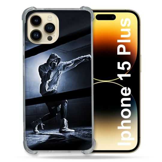 Coque Renforcée En Verre Trempé Pour Iphone 15 Plus (6.7) Sport Boxe Poing