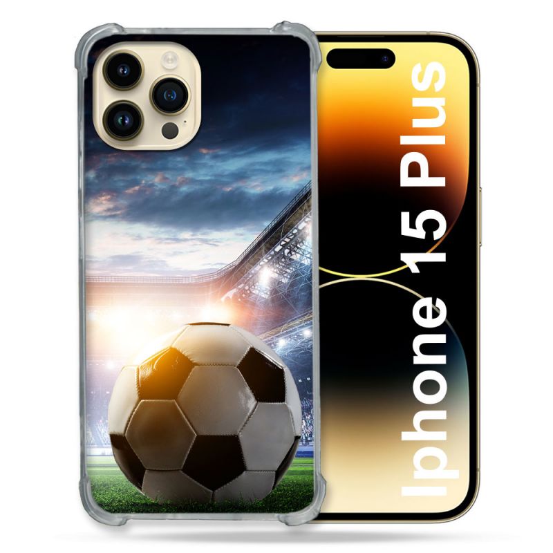 Coque Renforcée En Verre Trempé Pour Iphone 15 Plus (6.7) Sport Football Stade