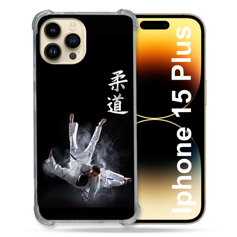 Coque Renforcée En Verre Trempé Pour Iphone 15 Plus (6.7) Sport Judo Noir