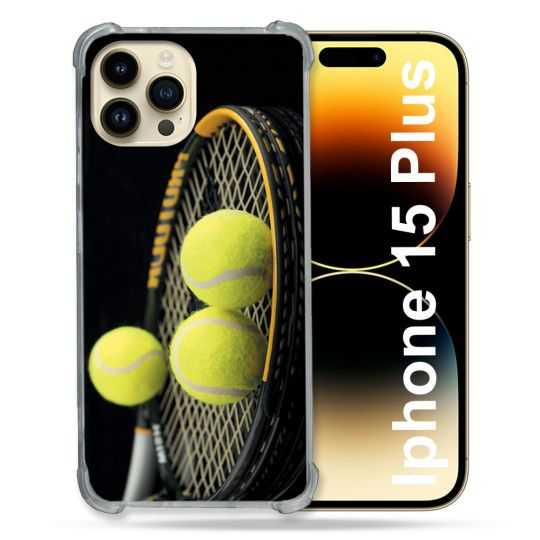 Coque Renforcée En Verre Trempé Pour Iphone 15 Plus (6.7) Sport Tennis Balls