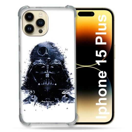 Coque Renforcée En Verre Trempé Pour Iphone 15 Plus (6.7) Star Wars - Dark Vador Blanc
