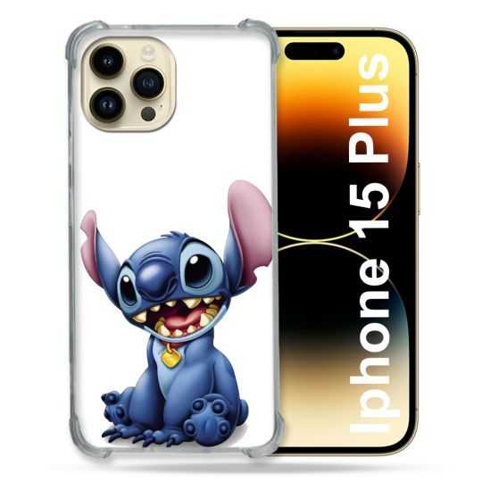 Coque Renforcée En Verre Trempé Pour Iphone 15 Plus (6.7) Stitch Blanc