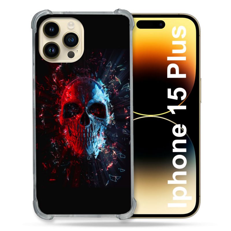 Coque Renforcée En Verre Trempé Pour Iphone 15 Plus (6.7) Tete de Mort Deflagration