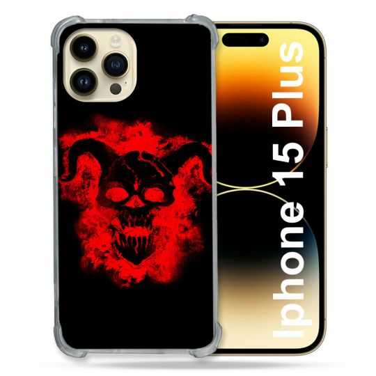 Coque Renforcée En Verre Trempé Pour Iphone 15 Plus (6.7) Tete de Mort Diable