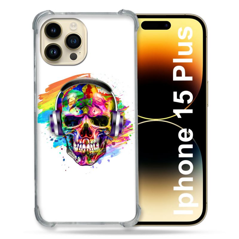 Coque Renforcée En Verre Trempé Pour Iphone 15 Plus (6.7) Tete de Mort Tag
