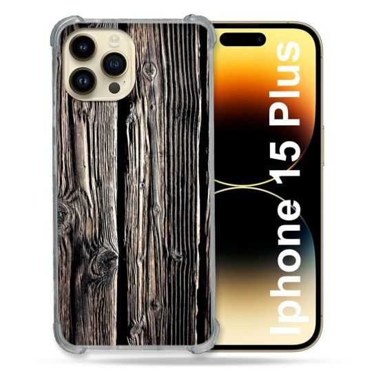 Coque Renforcée En Verre Trempé Pour Iphone 15 Plus (6.7) Texture Bois