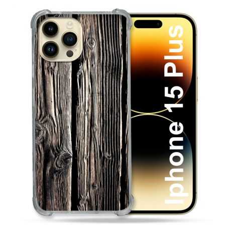 Coque Renforcée En Verre Trempé Pour Iphone 15 Plus (6.7) Texture Bois