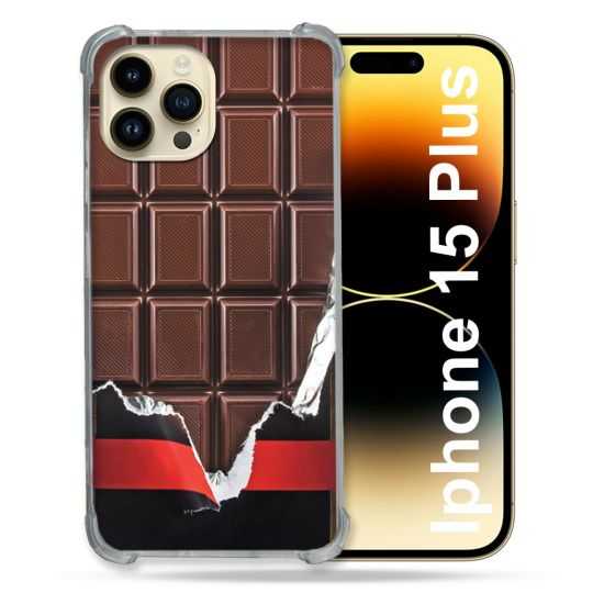 Coque Renforcée En Verre Trempé Pour Iphone 15 Plus (6.7) Texture Trompe Oeil Chocolat