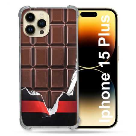 Coque Renforcée En Verre Trempé Pour Iphone 15 Plus (6.7) Texture Trompe Oeil Chocolat
