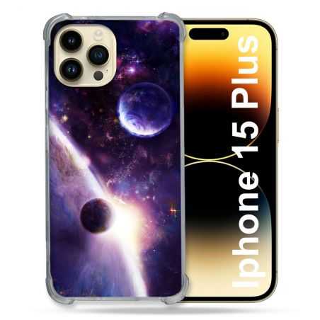 Coque Renforcée En Verre Trempé Pour Iphone 15 Plus (6.7) Univers Planete Stellaire