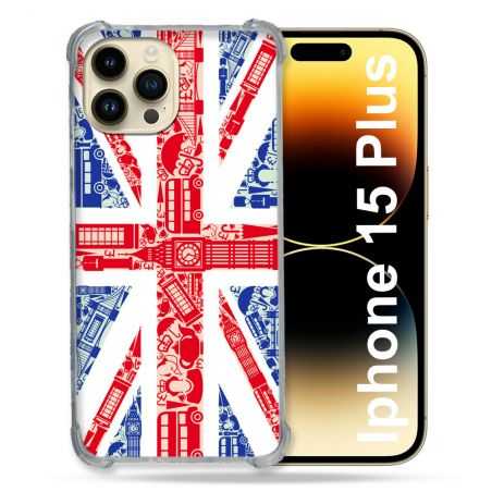 Coque Renforcée En Verre Trempé Pour Iphone 15 Plus (6.7) Voyage Angleterre Blanc