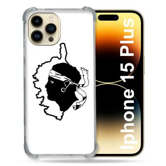 Coque Renforcée En Verre Trempé Pour Iphone 15 Plus (6.7) Voyage Corse Blanc