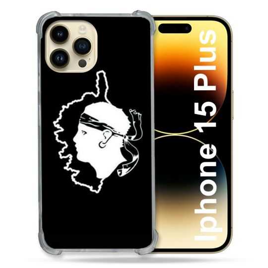 Coque Renforcée En Verre Trempé Pour Iphone 15 Plus (6.7) Voyage Corse Noir