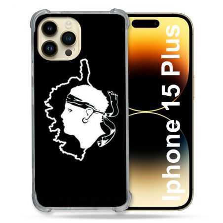 Coque Renforcée En Verre Trempé Pour Iphone 15 Plus (6.7) Voyage Corse Noir