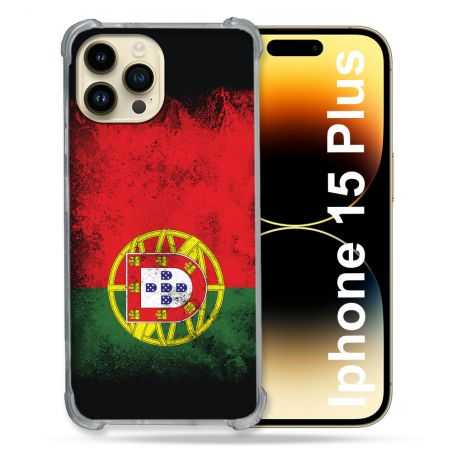 Coque Renforcée En Verre Trempé Pour Iphone 15 Plus (6.7) Voyage Portugal Drapeau