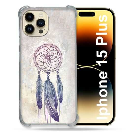 Coque Renforcée En Verre Trempé Pour Iphone 15 Plus (6.7) Zen Attrape Reve Blanc
