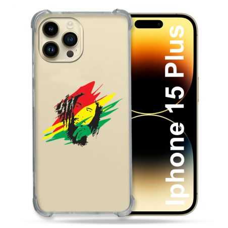 Coque Renforcée En Verre Trempé Transparente Pour Iphone 15 Plus (6.7) Bob Marley Graf